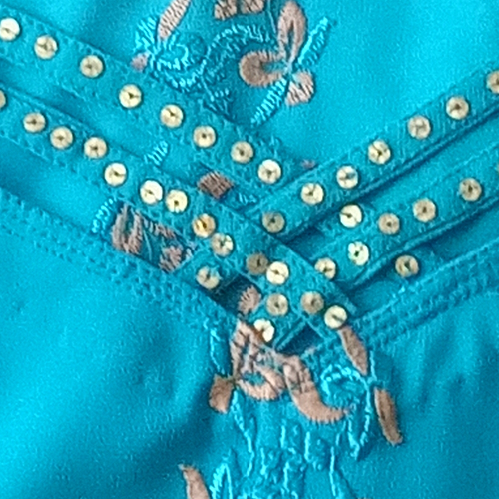 Turquoise Embellished Women's Top
